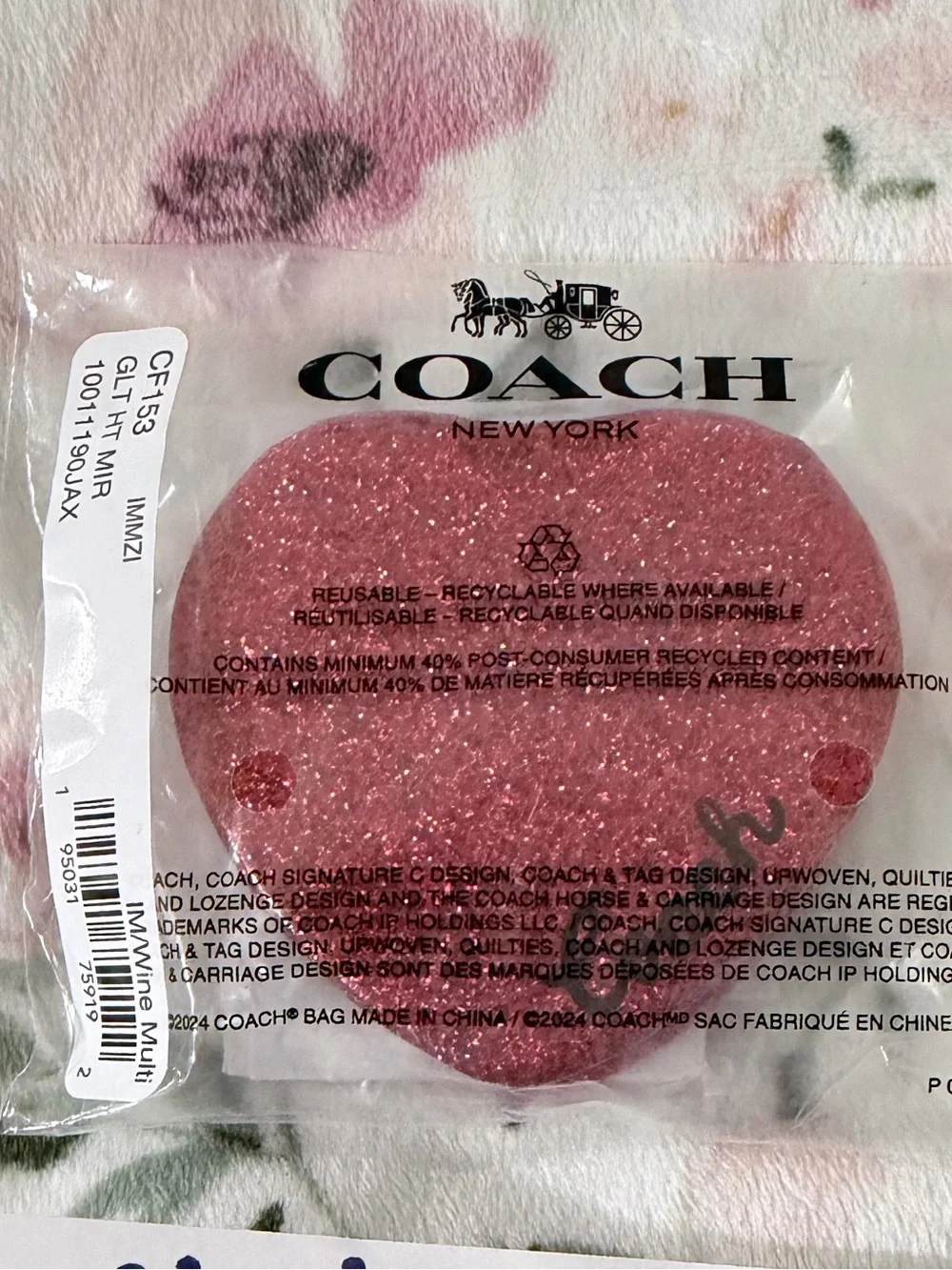 Coach Red Glitter Heart Double Mirror